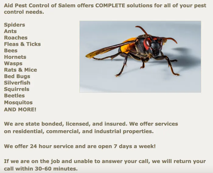 Aid Pest Control of Salem and Anderson Aid Pest Control Picture 5